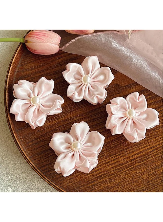 Hair Claw Clips Flower Alligator Hair Clips Pink Hairpin Pearl Hair Barrettes Hold Non Slip Sweet Mental Hairpin for Women and Girl Holiday Accessory Hair Decoration4Pcs - Image 4